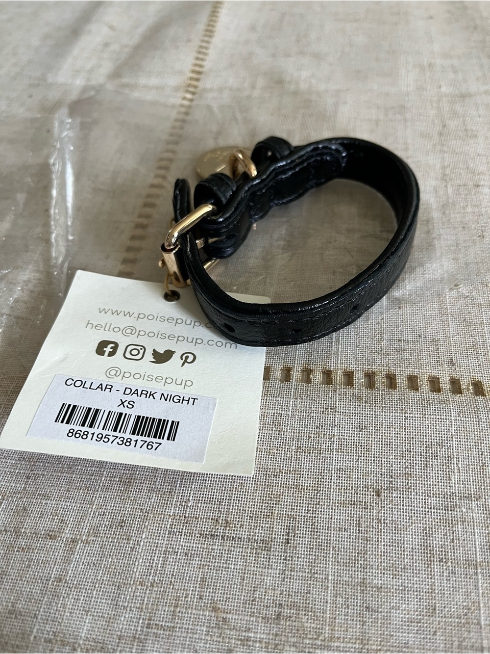 NWT PoisePup Dark Knight Leather Dog Collar, XS, Black, 7.1-9.5” Neck, 1/2” Wide - Picture 6 of 6